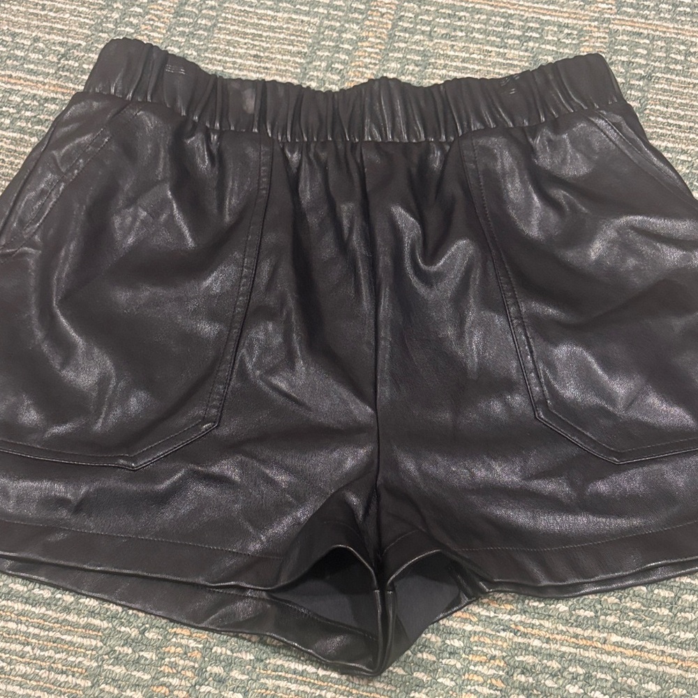 Steve Madden Black High Waist Leather Shorts